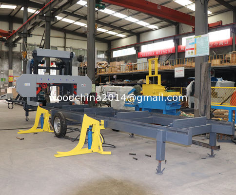 4.5M Long Horizontal Band Sawmill For Wood Cutting Portable Big Round Timber Sawmill On Trailer