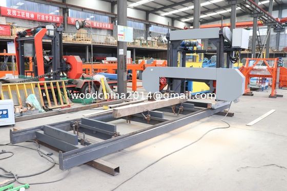 Log Wood Processing Sawmill Machine Wood Portable Sawmill, Automatic Horizontal Bandsaw with inverter feeding